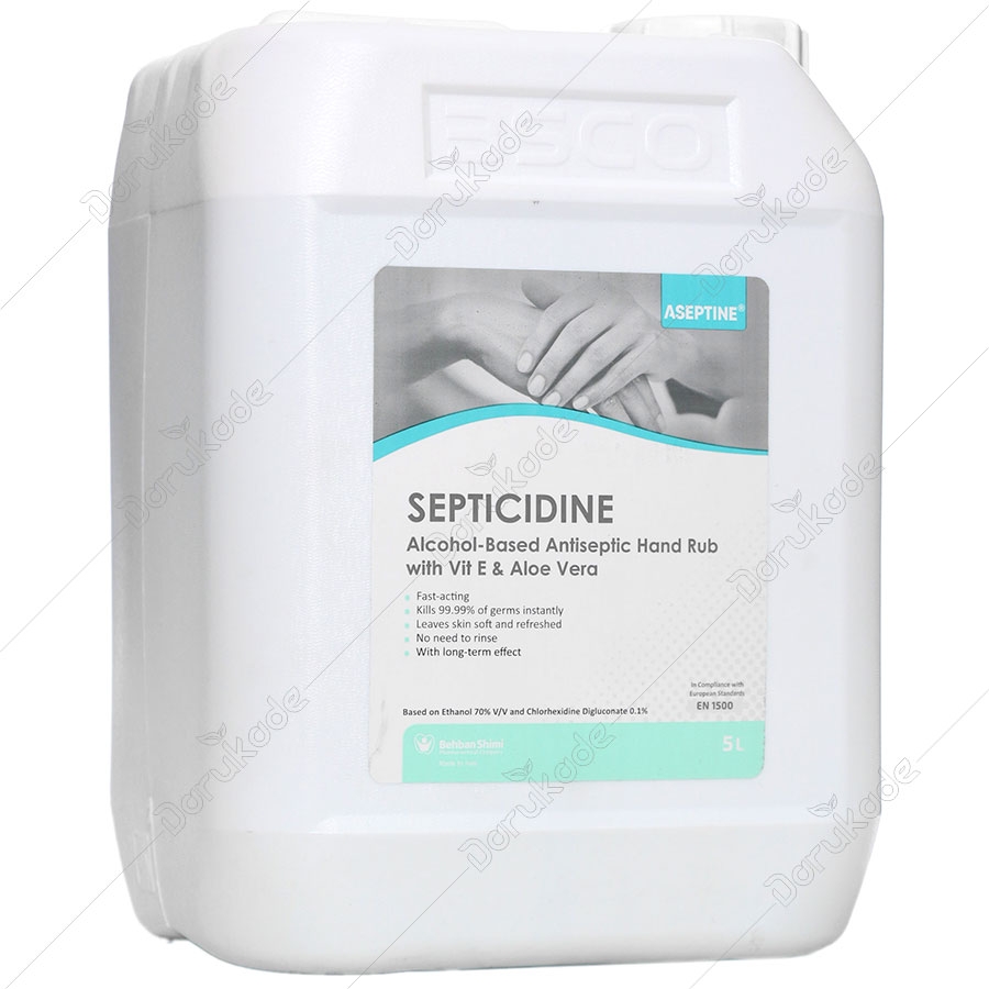 محلول ضد عفونی کننده الکلی دست و پوست بدن سپتی سیدین 5 لیتر