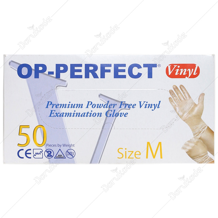 دستکش معاینه بدون پودر وینیل اوپی پرفکت 50 عددی