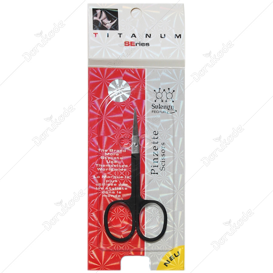 قیچی ابرو سر کج تیتانیوم دسته مشکی A25C