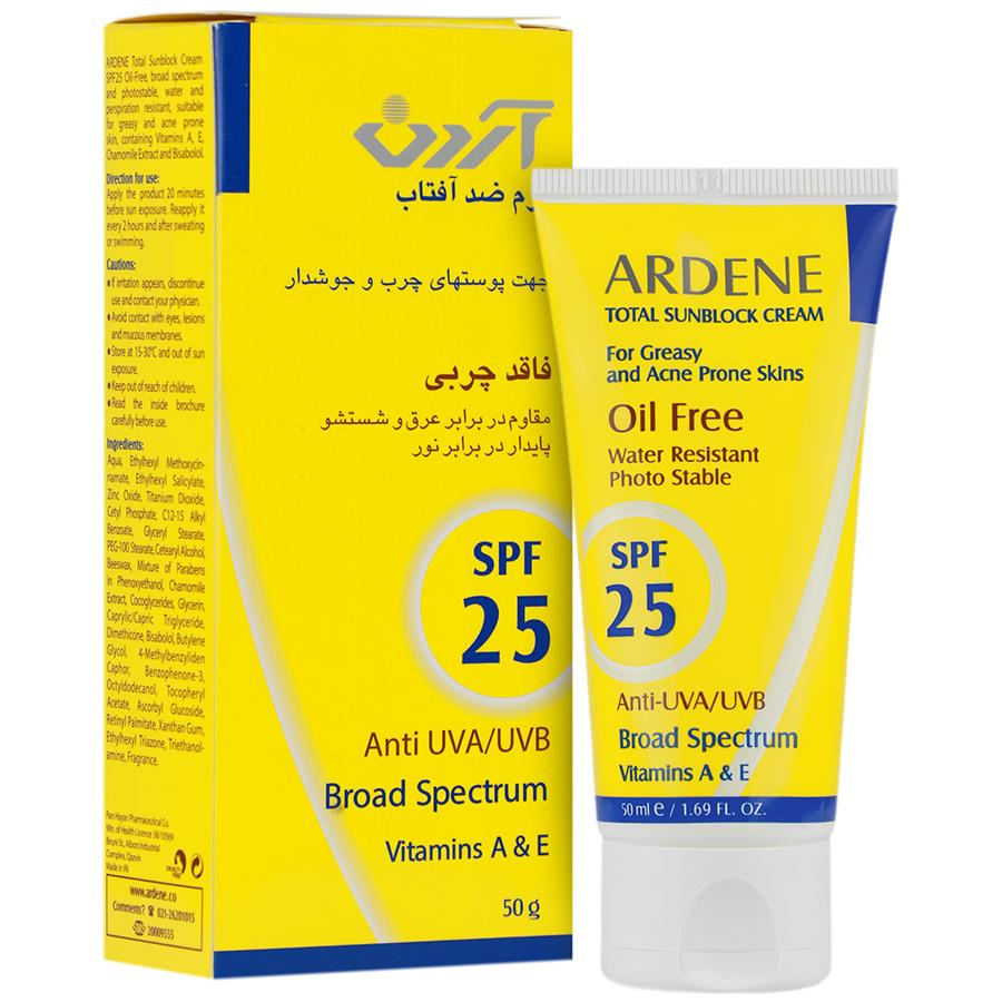 کرم ضد آفتاب فاقد چربی SPF25