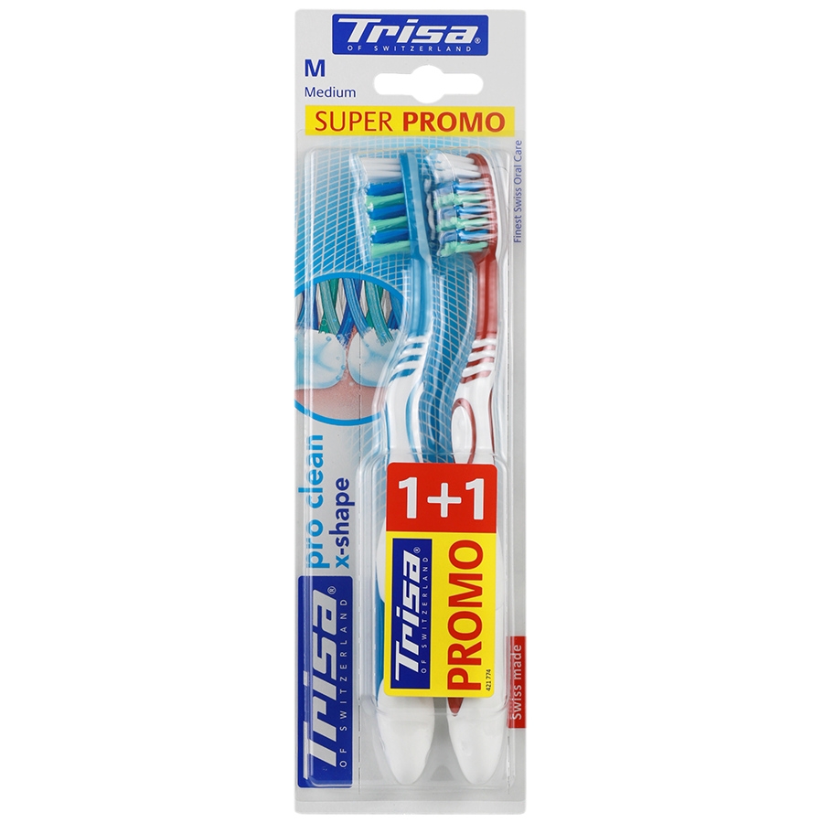 مسواک پرو کلین ایکس شیپ متوسط 2 عددی